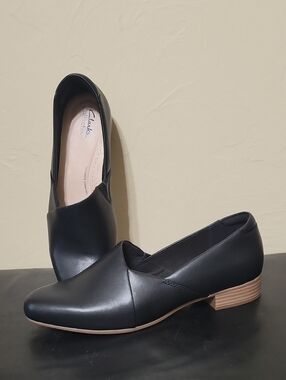 Clarks Black Leather Slip-On Flats
